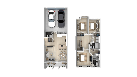 Floor plan for 3 beds, 2.5 baths, 1408 sqft